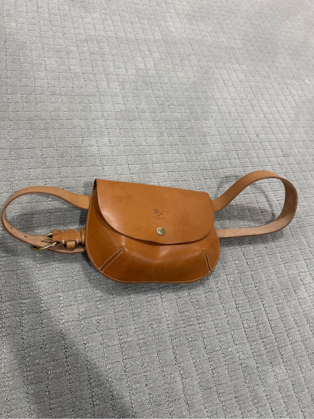 Il Bisonte Tan Italian Leather Belt Bag Fanny Pack Made in Italy Adjustable